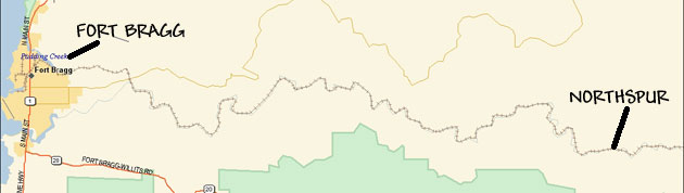 Train Route from Fort Bragg to Northspur